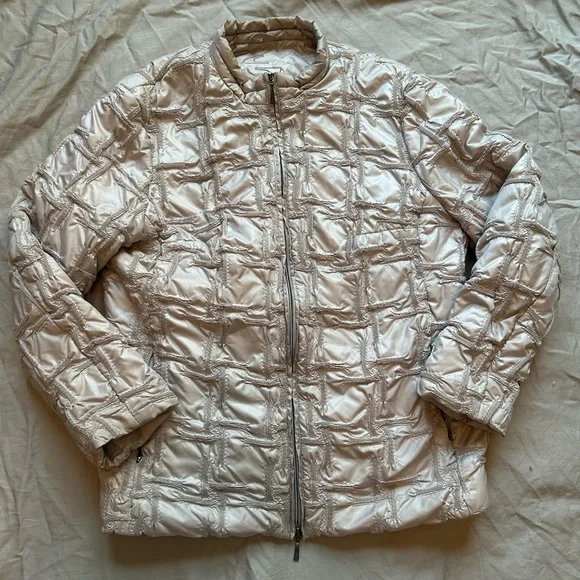 Isabel Metallic Puffer Jacket Womens XL 44 Y2K Streetwear Quiet Luxury Cybercore - Picture 1 of 5